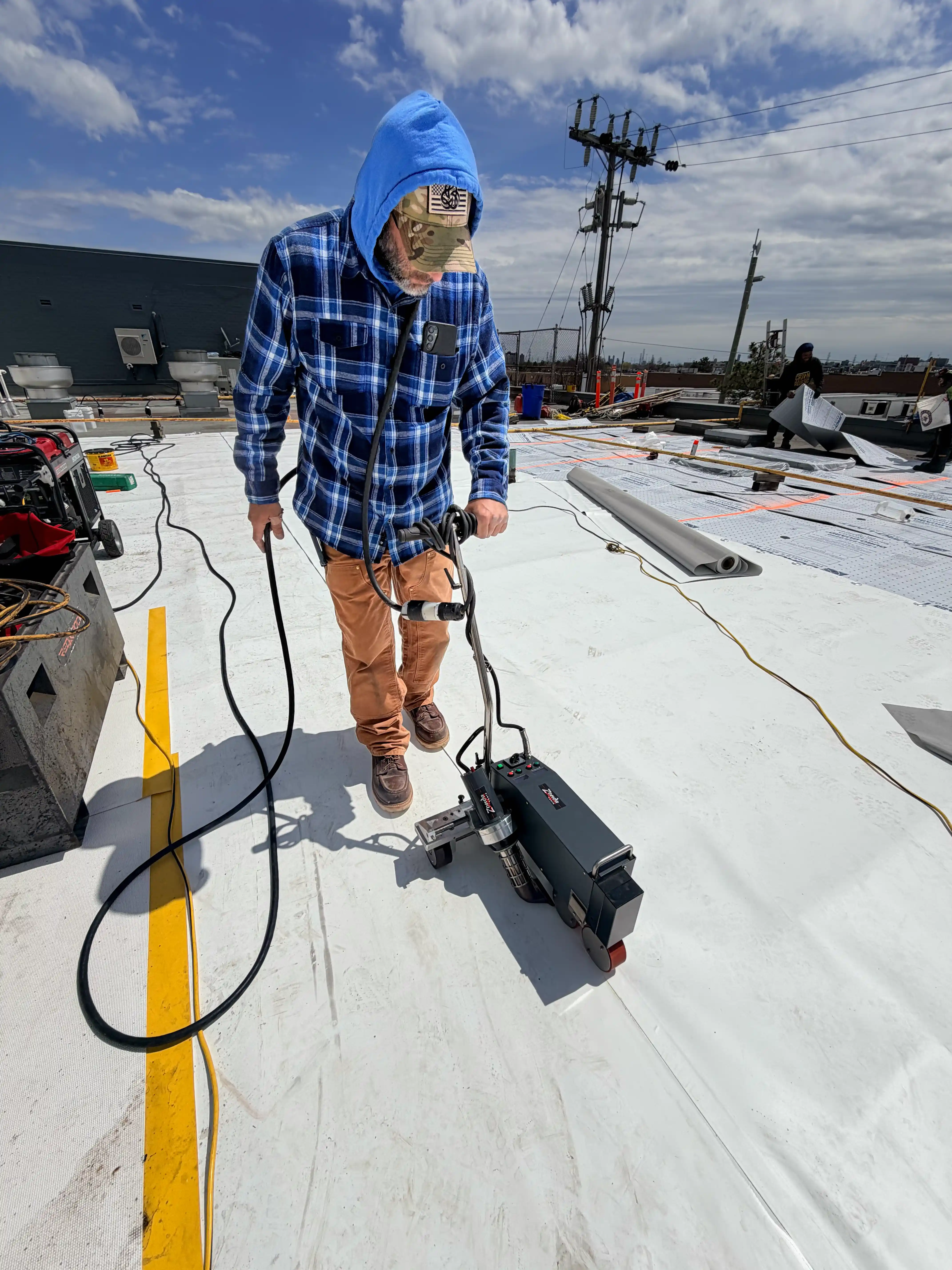 Commercial roof field welding